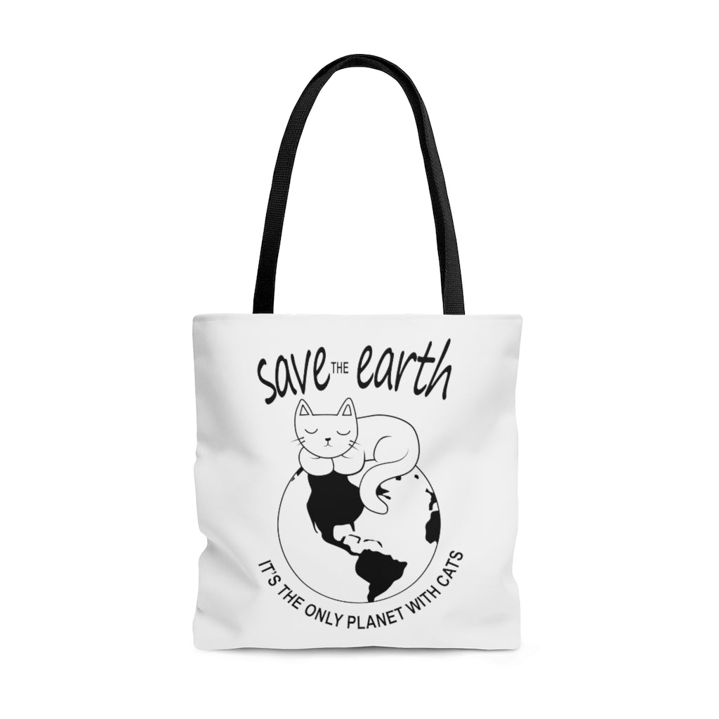 Save the Earth Cat Tote Bag